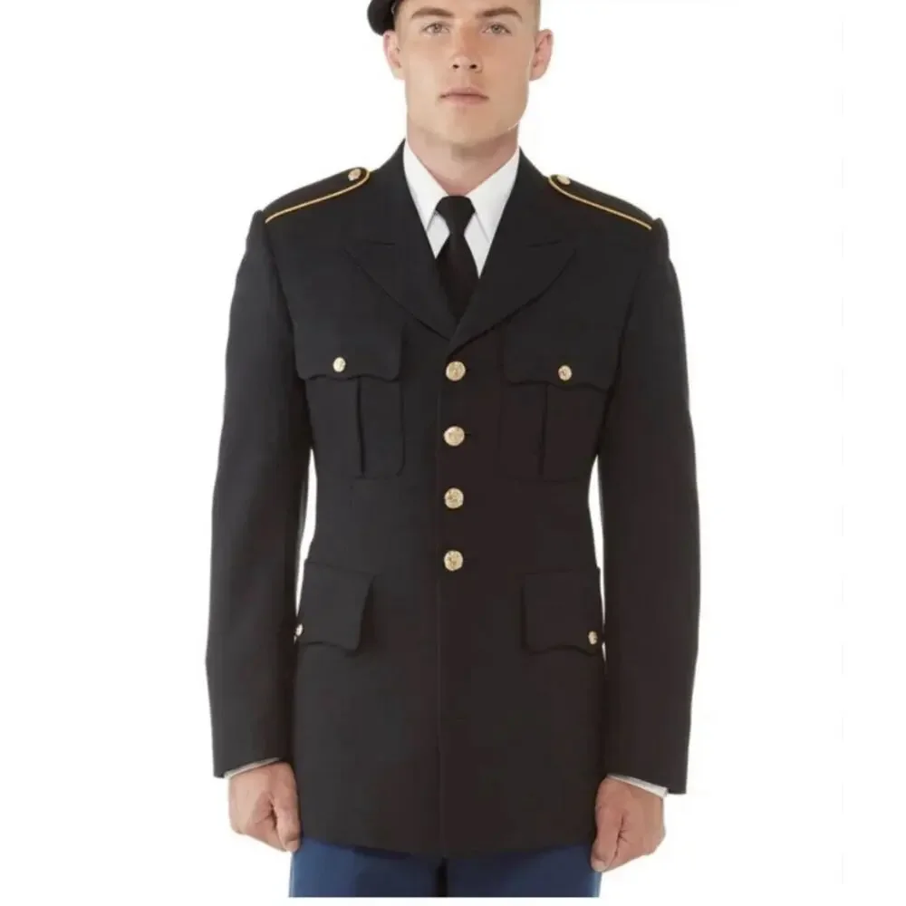 US Army Service Uniform ASU Dress Blue Coat Jacket Military Enlisted Tunic 38R